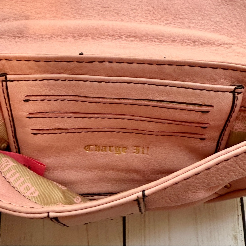 Juicy Couture | Vintage Y2K Pink Leather Wristlet, Gold Accents - Picture 6 of 13